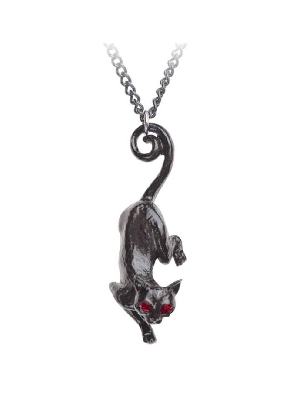 Fairy Cat Sith Black Cat Necklace Red Crystal Eyes Alchemy Gothic kitty pendant